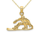 14K Yellow Gold Snowboarder Charm Pendant Necklace with Chain